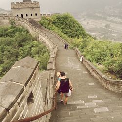 Tourist at the edge of a temple