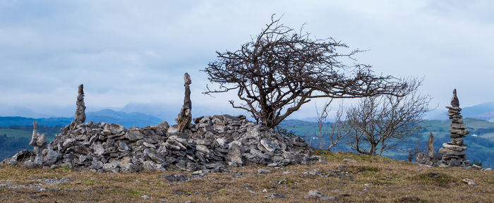 Rock formation on land against sky