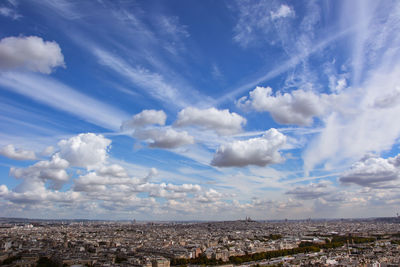 Aerial view of paris against sky