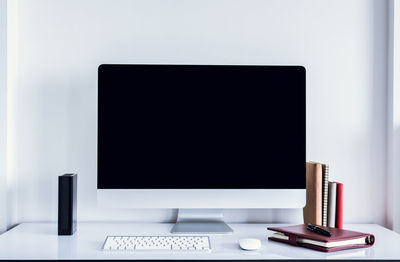 View of laptop on table