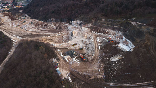 High angle view of stone marble quarry