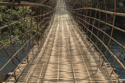 High angle view of footbridge on footpath
