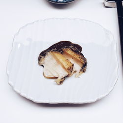 High angle view of bread in plate