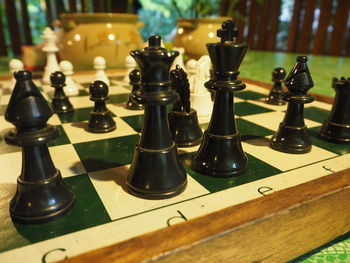 Close-up of chess pieces