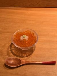 Close-up of soup in bowl on table