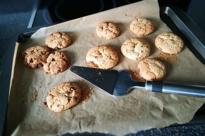 High angle view of cookies