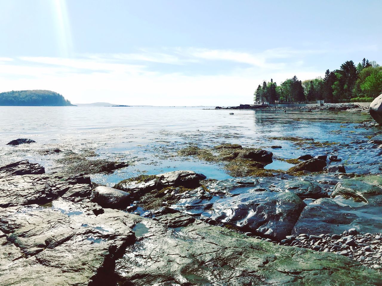 SCENIC VIEW OF ROCKS ON BEACH AGAINST SKY