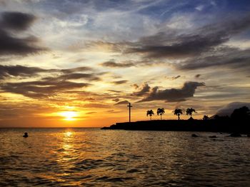 Scenic view of sea at sunset