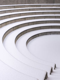 High angle view of snow covered steps