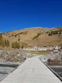 Scenic view of landscape against clear blue sky