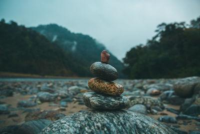 Stack of stones on rock