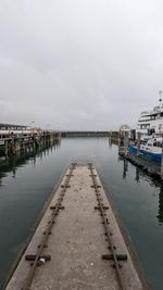 Pier on canal against sky