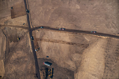 High angle view of construction site on road