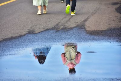 Low section of people on street