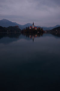 Bled lake at blue hour, slovenia