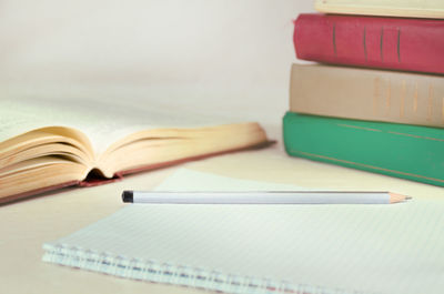 Close-up of books on table