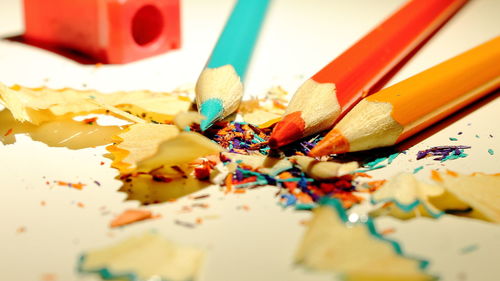 Close-up of multi colored pencils