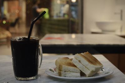 Close-up of coffee on table