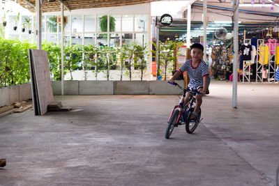 Woman riding bicycle