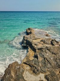 Scenic view of sea against clear sky