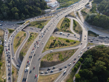 High angle view of elevated road in city