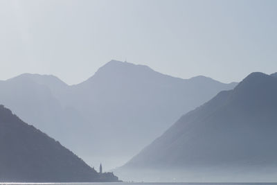 Scenic view of mountains against clear sky