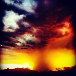 Scenic view of landscape against dramatic sky