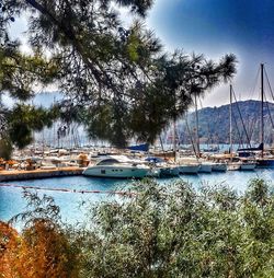 Boats in calm blue sea