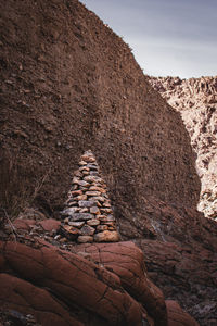 Low angle view of rock formations