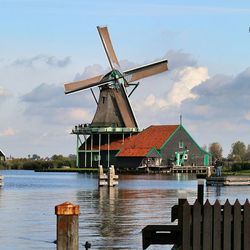 Traditional windmill against clear sky