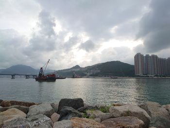 Nautical vessel on sea against sky