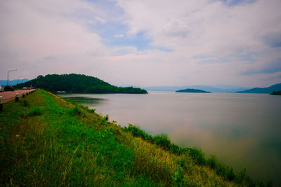 Scenic view of lake against sky