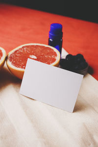 High angle view of food on table