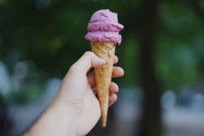 Cropped image of hand holding ice cream