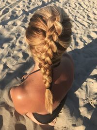 Rear view of woman at beach