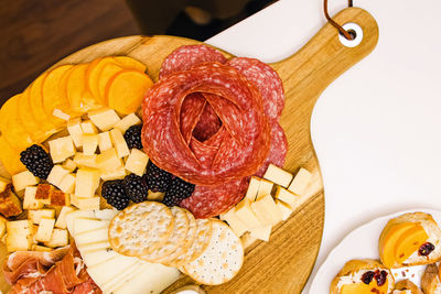 High angle view of food on table