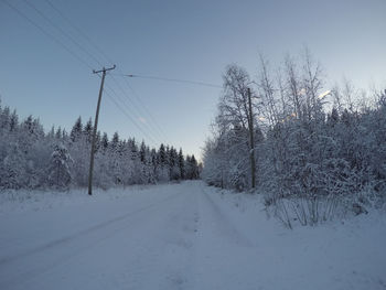 Snow covered landscape against sky