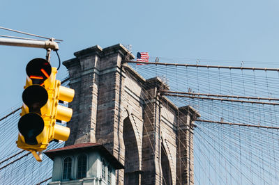 Low angle view of bridge against clear sky