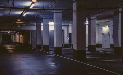 Empty parking lot in building