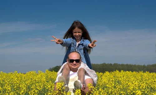 Portrait of a happy smiling girl with dad