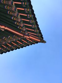 Low angle view of traditional building against blue sky