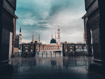 Al-masjid an-nabawi against cloudy sky