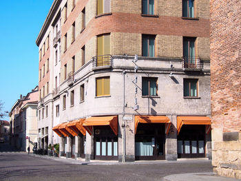 Low angle view of residential building against sky