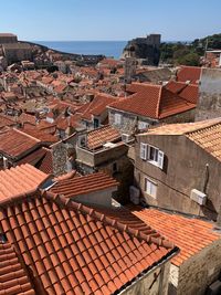 High angle view of townscape against sky