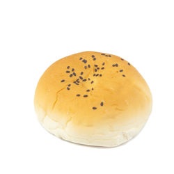 High angle view of bread against white background