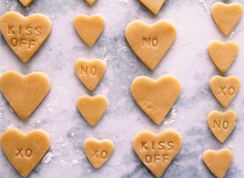 Full frame shot of heart shape cookies