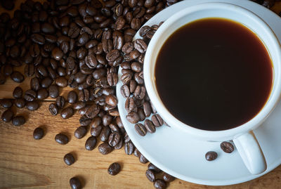 Close-up of coffee cup on table