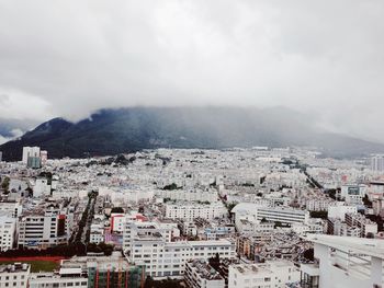 High angle view of cityscape against sky