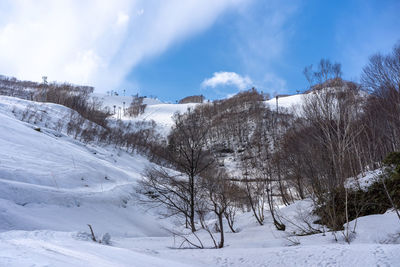 Scenic view of snow covered landscape against sky