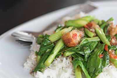 Close-up of salad in plate on table